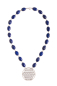 Preview: Blume des Lebens Collier mit Lapislazuli, Messing versilbert