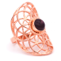 Preview: Ring Blume des Lebens Amethyst kupferfarbig