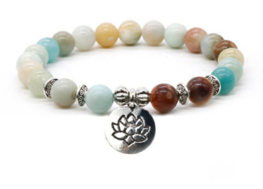 Mala/Armband Amazonit - elastisch - mit Lotus