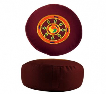 Dharma coussin de méditation bouddhiste. rouge