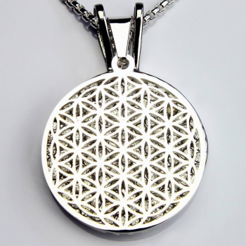 Pendentif fleur de vie acier inoxydable argenté Ø 30 mm - Kopie