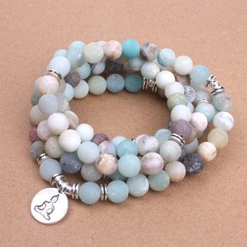 Mala amazonite élastique avec Bouddha