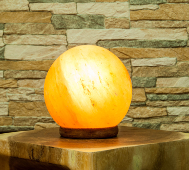 Lampe boule de sel avec base en bois (3,2 kg)