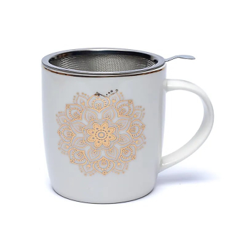 Teetasse mit Sieb Blume des Lebens