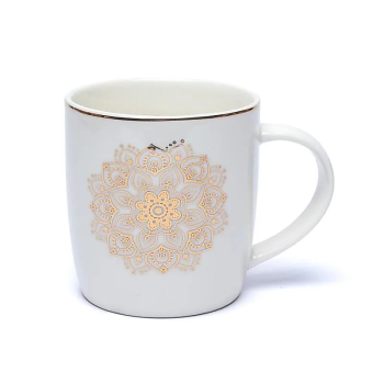 Teetasse mit Sieb Mandala Weiß