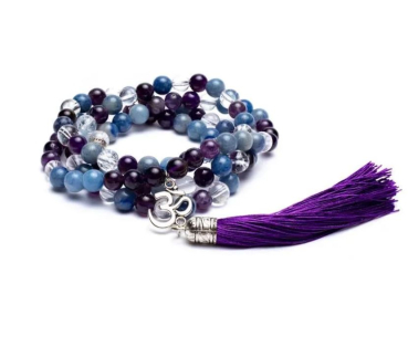 Mala Amethyst/ Aventurin/ Bergkristall + OM