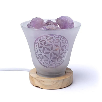 Gemstone lamp flower of life with cable and LED