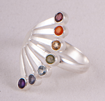 Chakra Fächer Ring 925er Silber, offen