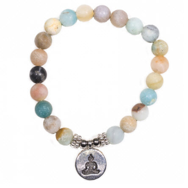 Mala / Bracelet Amazonite - élastique - avec Bouddha