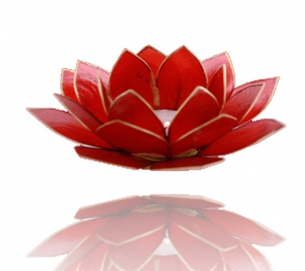 Chakra Lotus avec bord clair, Capiz Shell, rouge rubis