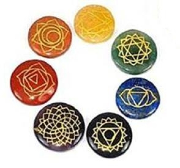 Gemstone Ensemble de 7 pierres Chakra symbole (rond)