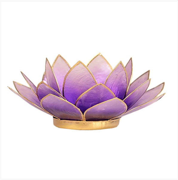 Ambiente Lotus Kerzenhalter mit Rand, violett - hell violett (Grösse: 13.5 cm)