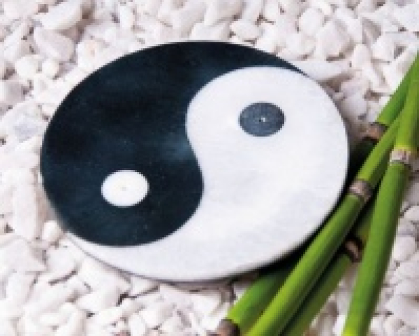 Räucherstäbchenhalter Yin Yang, aus Mamor, Ø ca. 10 cm