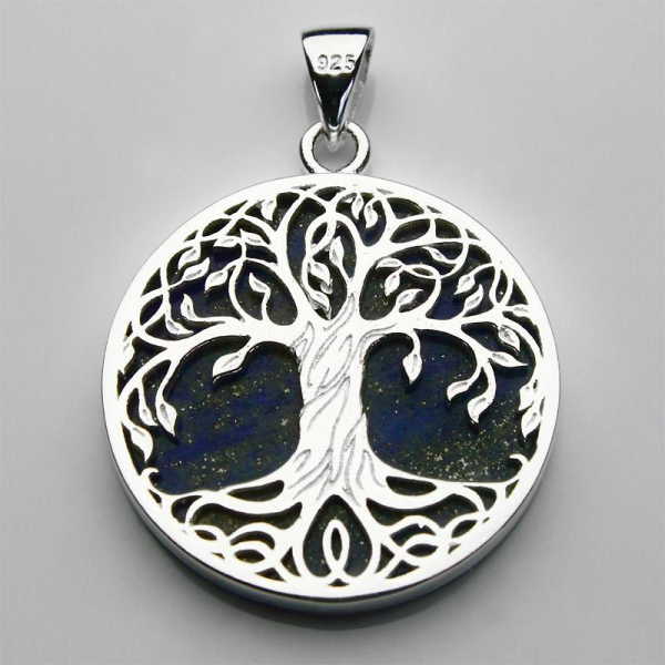 Pendentif Arbre de vie sur Lapis Lazuli Ø 26 x 3 mm, Argent sterling 925 - Kopie