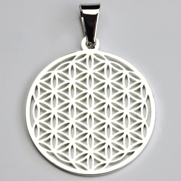 Pendentif fleur de vie acier inoxydable argenté Ø 30 mm - Kopie