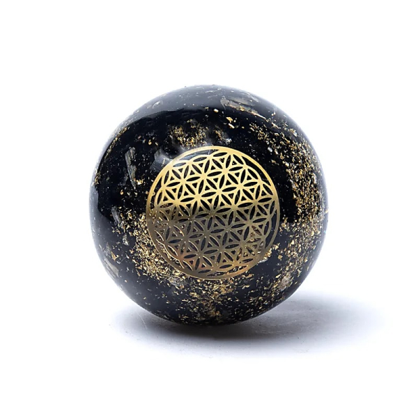 Orgonite Boule Tourmaline Fleur de vie