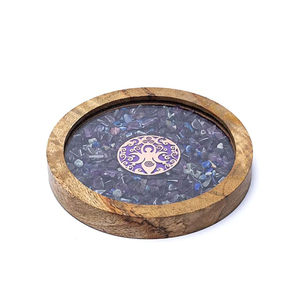 Untersetzer Holz Göttin, Amethyst & Lapislazuli