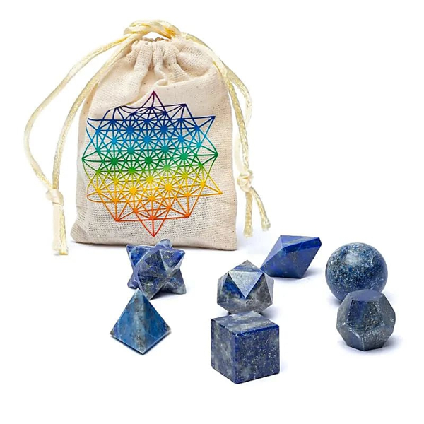 Lapis-lazuli Géométrie sacrée set de 7 pièces