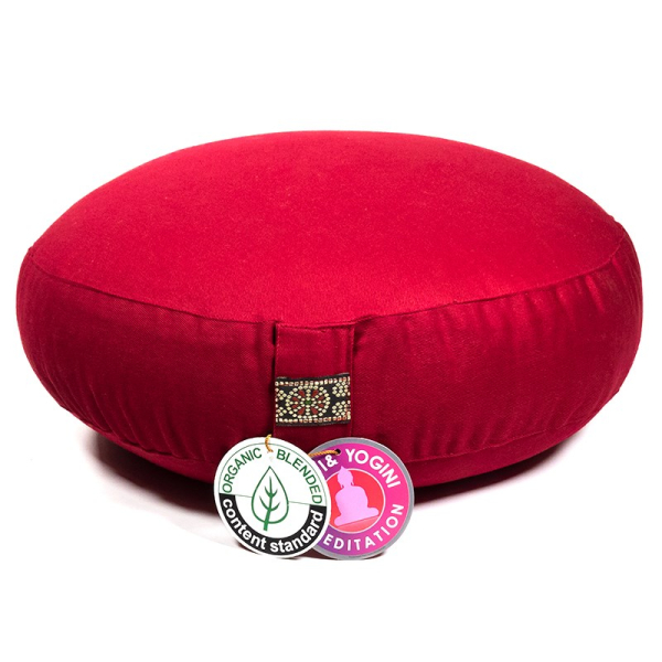 Coussin de méditation hauteur réduite rouge BIO