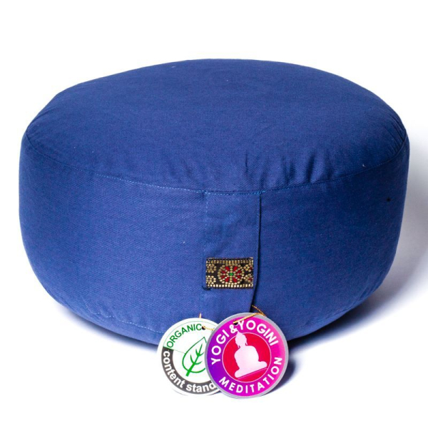 Coussin de méditation bleu ardoise coton bio