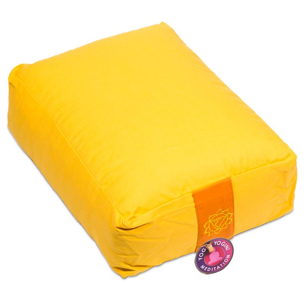 Coussin de méditation / bolster jaune 3e chakra rectangulaire