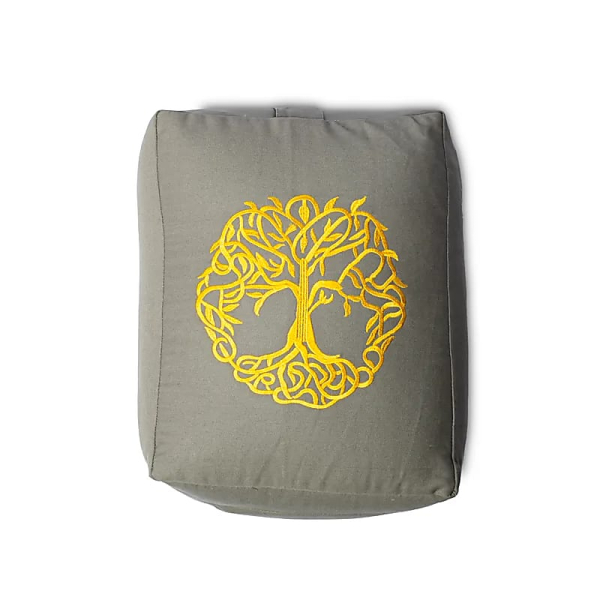 Coussin de méditation / coussin de yoga Arbre de vie rectangulaire Coton BIO ( OCS )