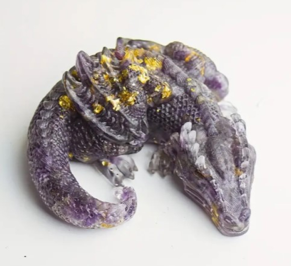 Drache Amethyst mit Goldfolie !!! NUR 1 STÜCK !!!